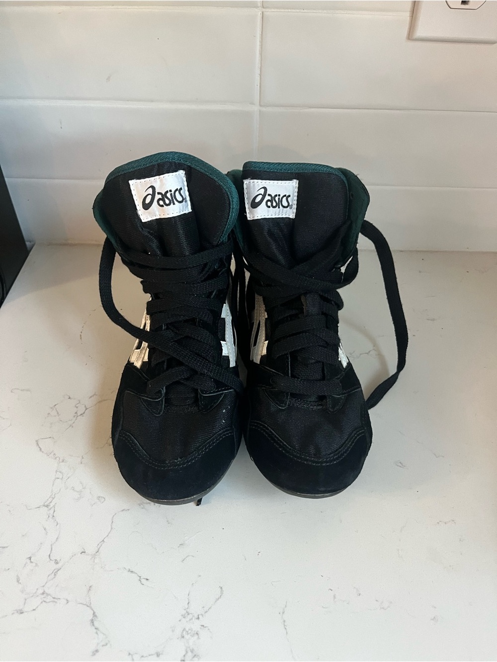Asics Black and White High-Top Athletic Shoes
